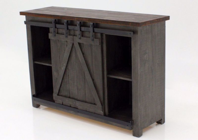 Gray and Brown Diego 50” TV Stand by Vintage at an Angle With the Doors in the Center | Home Furniture Plus Bedding