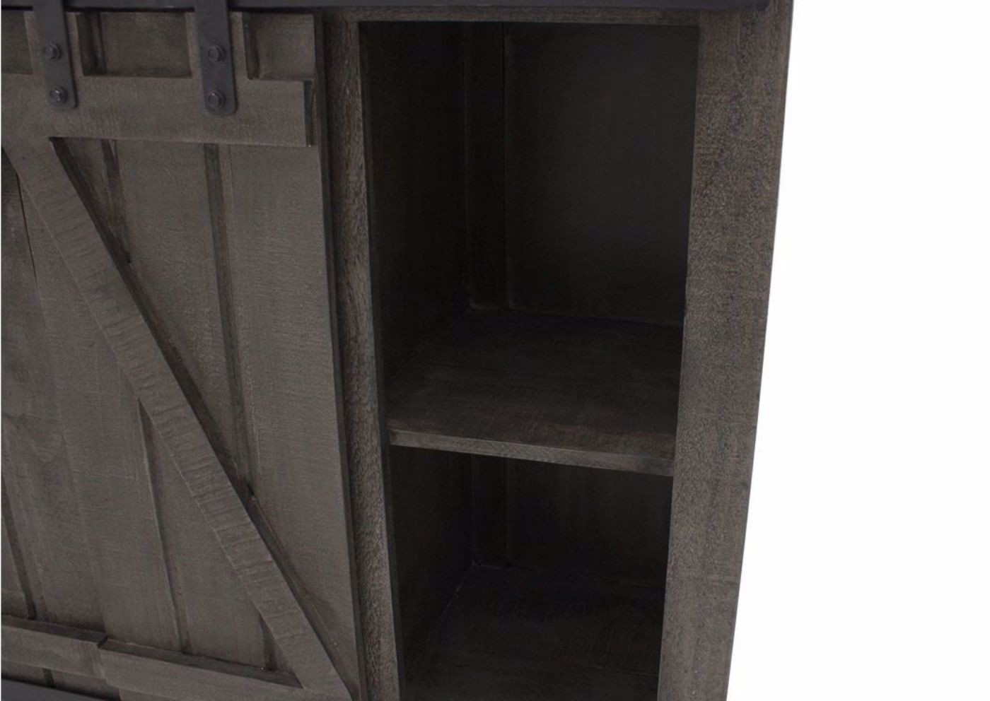 Dark Gray Diego 50” TV Stand by Vintage Furniture Showing the Side Shelving Detail | Home Furniture Plus Bedding
