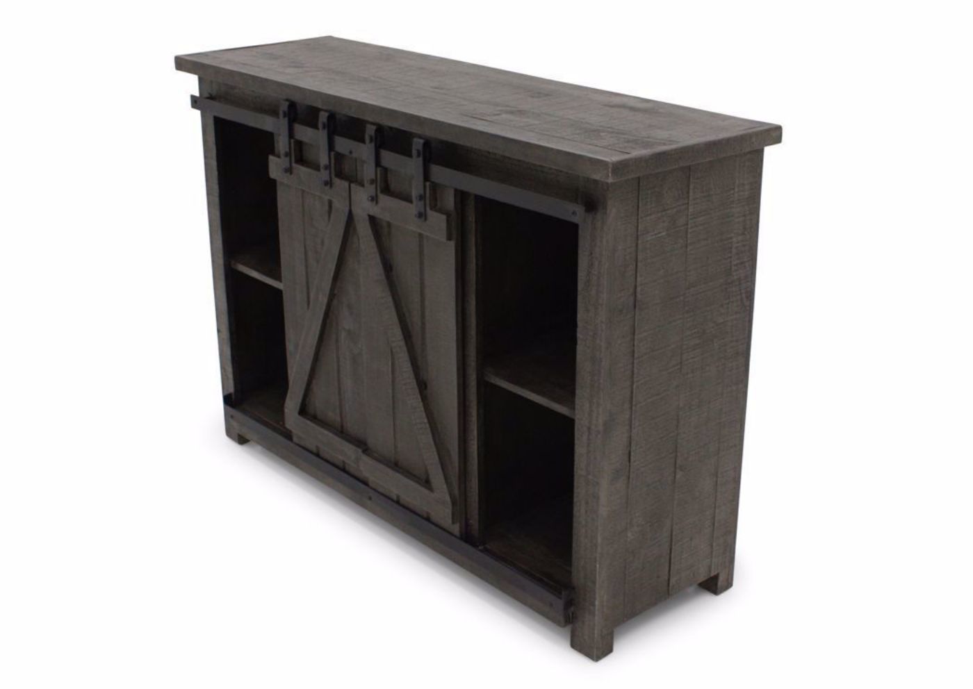 Dark Gray Diego 50” TV Stand by Vintage Furniture Showing the Cabinet at an Angle With the Doors in the Center | Home Furniture Plus Bedding