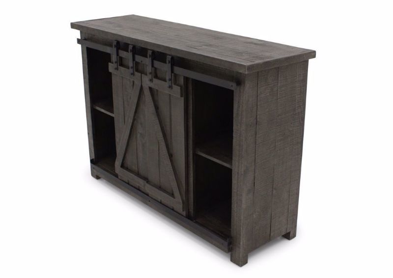 Dark Gray Diego 50” TV Stand by Vintage Furniture Showing the Cabinet at an Angle With the Doors in the Center | Home Furniture Plus Bedding