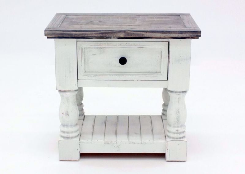 Rustic White Martha Nightstand by Vintage Furniture Facing Front | Home Furniture Plus Mattress
