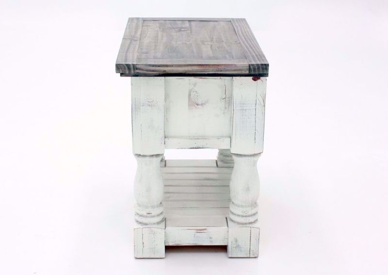 Rustic White Martha Nightstand by Vintage Furniture Showing the Side View | Home Furniture Plus Mattress