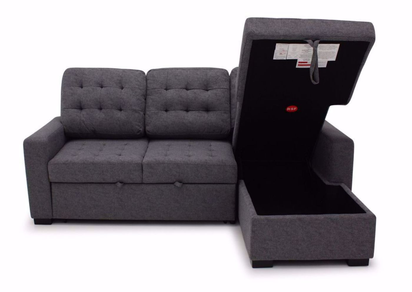 Gray Cadence Sectional Sofa with Daybed by Standard Showing the Chaise Storage Compartment Open | Home Furniture Plus Mattress