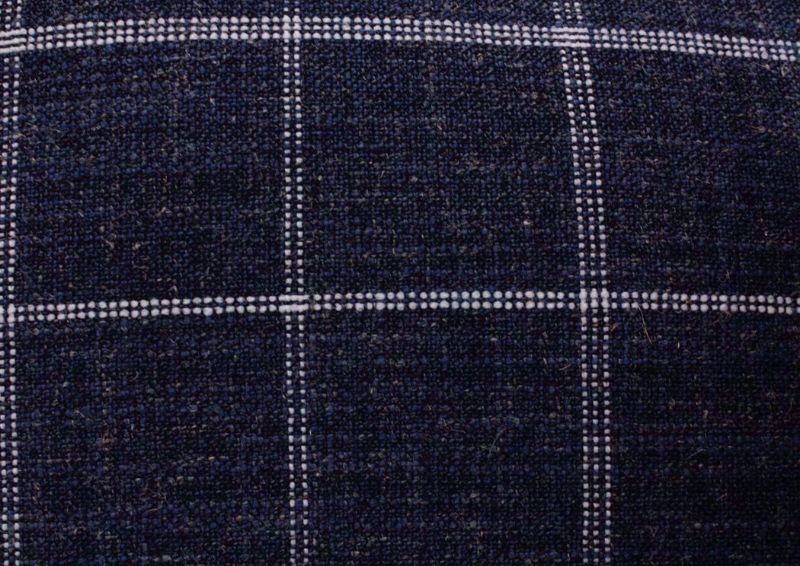 Light Gray Fletcher Sofa by Franklin Showing the Dark Blue Plaid Accent Pillow Upholstery Detail | Home Furniture Plus Mattress