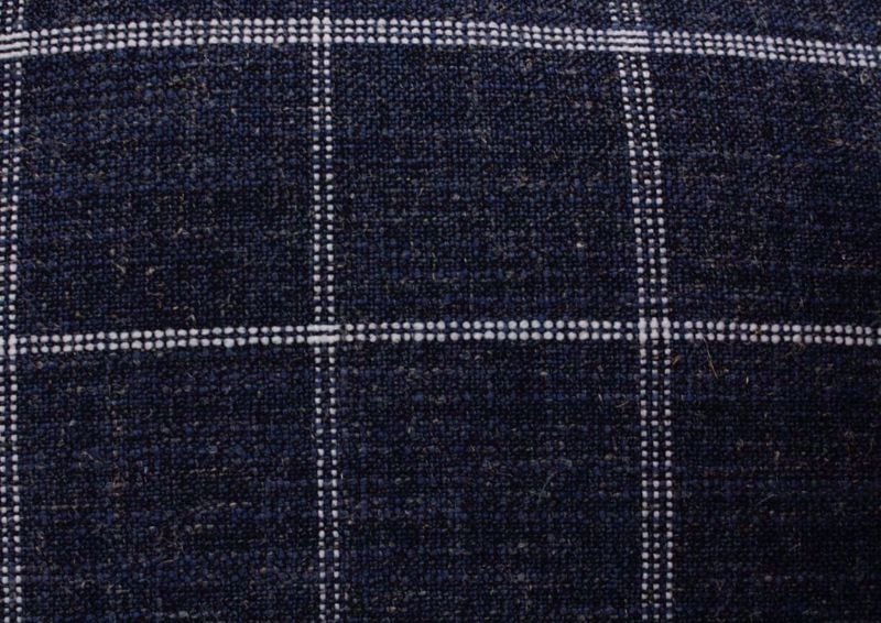 Light Gray Fletcher Loveseat by Franklin Showing the Dark Blue Plaid Accent Pillow Upholstery Detail | Home Furniture Plus Mattress