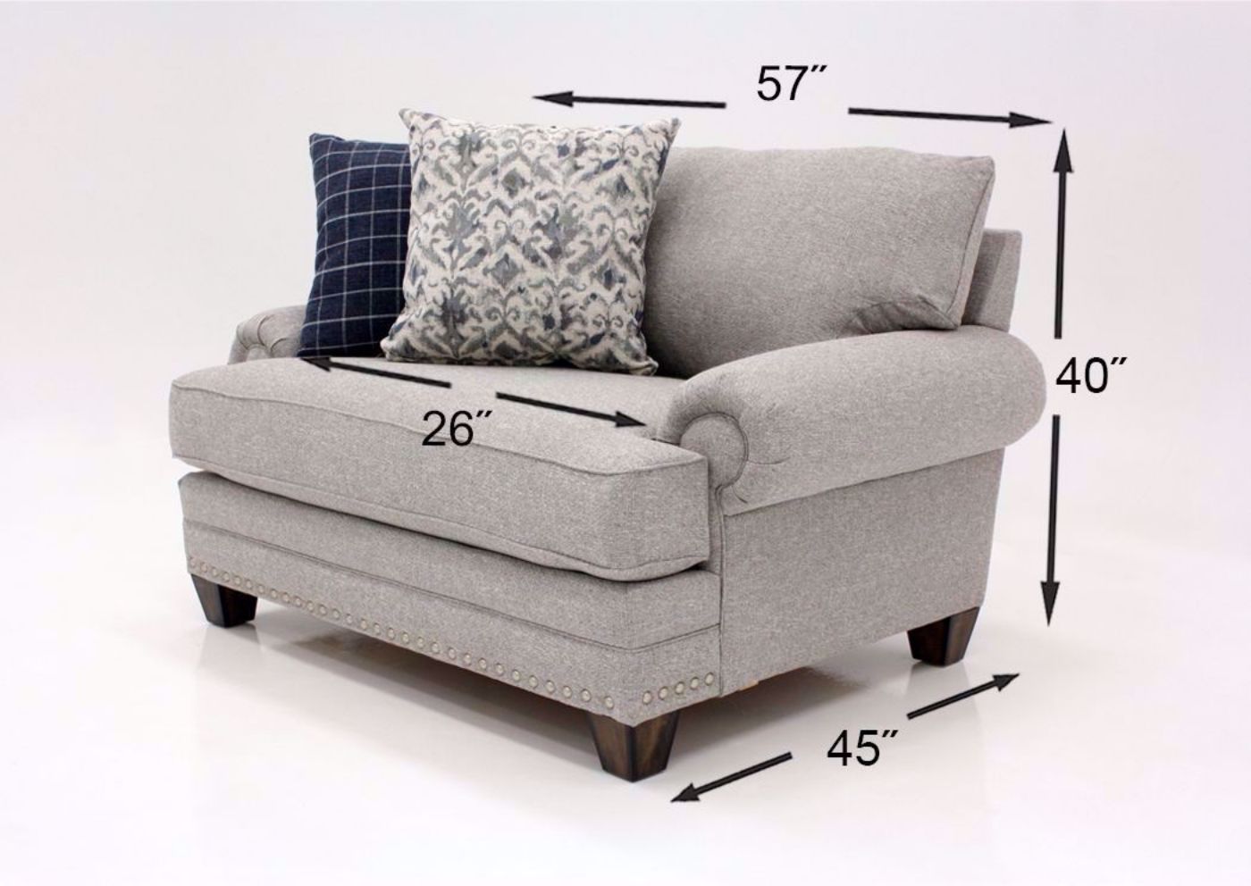 Light Gray Fletcher Chair by Franklin Showing the Dimensions | Home Furniture Plus Mattress