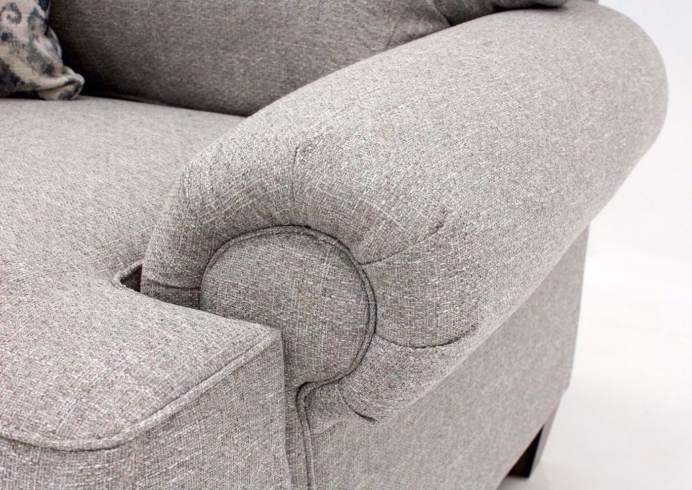 Light Gray Fletcher Chair by Franklin Showing the Rolled Arm Detail | Home Furniture Plus Mattress