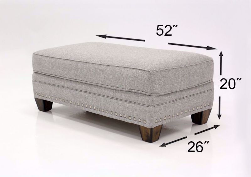 Light Gray Fletcher Ottoman by Franklin Showing the Dimensions | Home Furniture Plus Mattress