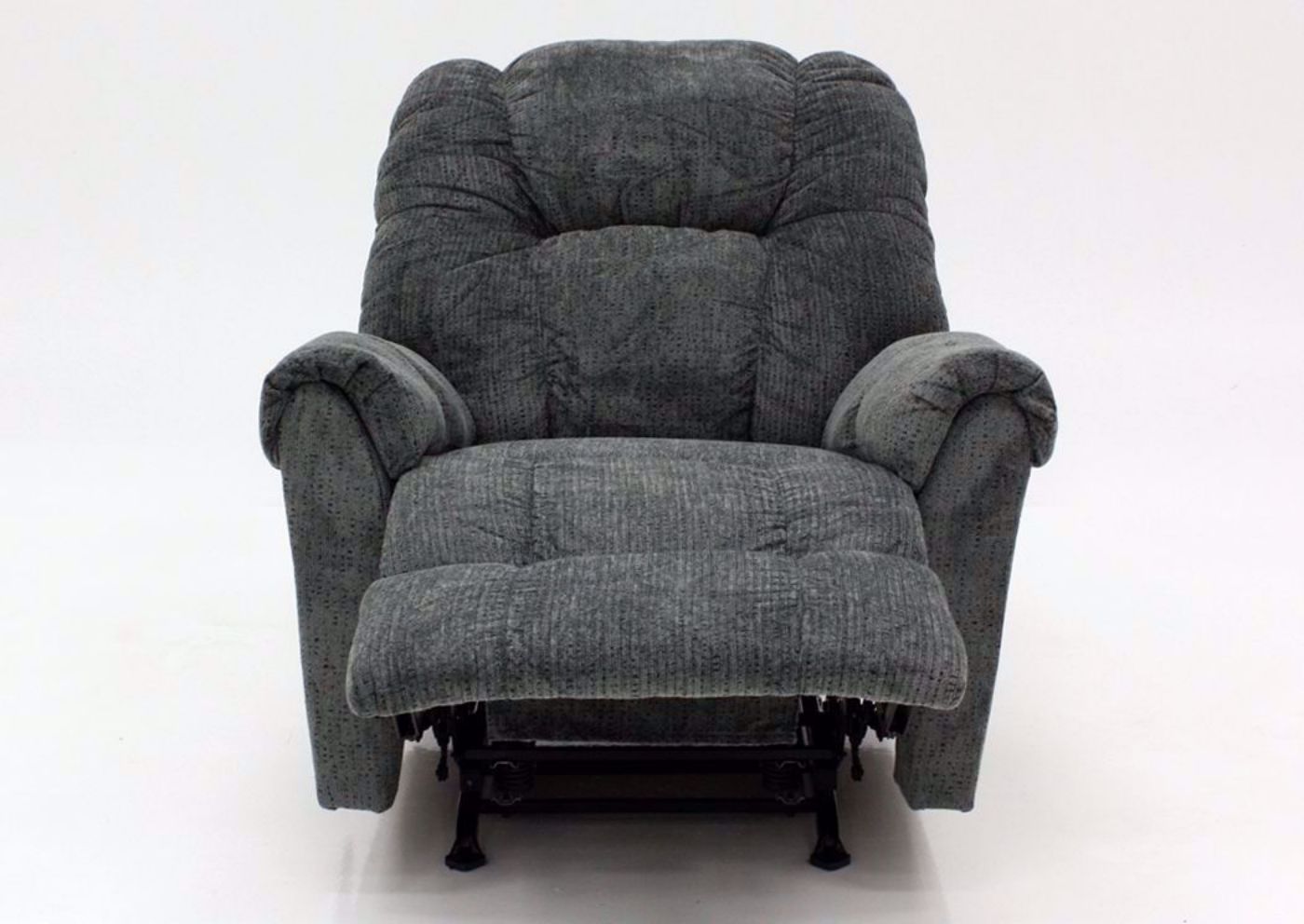 Slate Gray Ruben Rocker Recliner by Franklin Facing Front in a Fully Reclined Position | Home Furniture Plus Mattress