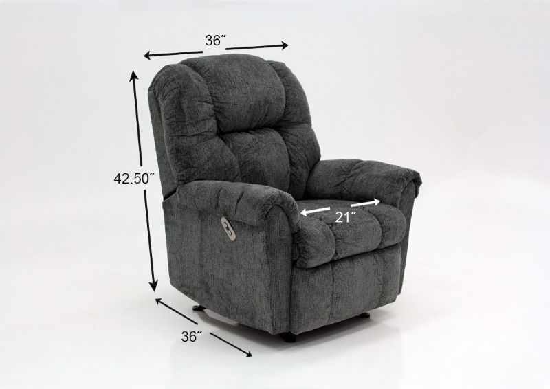 Dimension Details on the Slate Gray Ruben Power Recliner by Franklin | Home Furniture Plus Bedding
