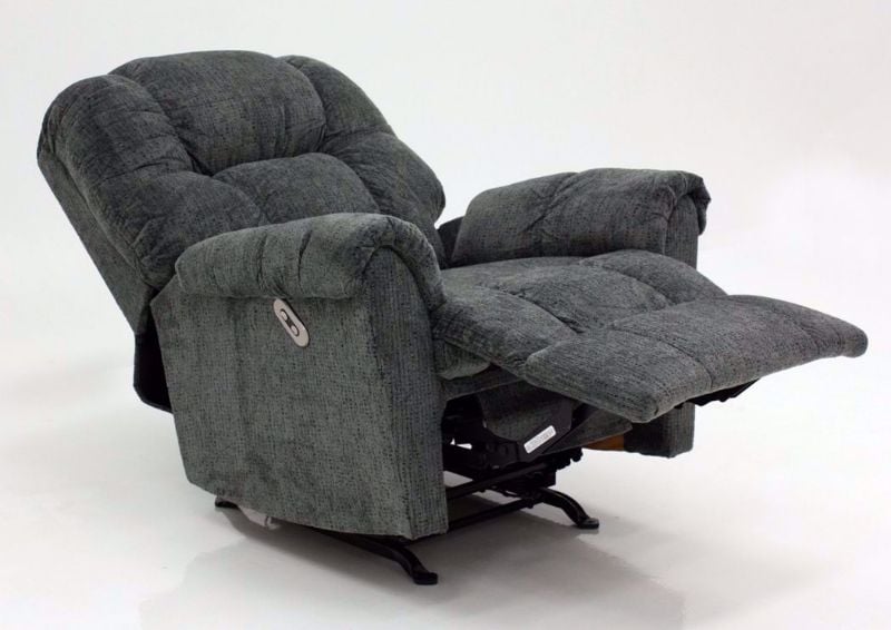 Slate Gray Ruben Power Recliner by Franklin at an Angle in a Fully Reclined Position | Home Furniture Plus Mattress