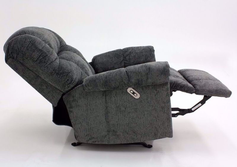 Slate Gray Ruben Power Recliner by Franklin Side View in a Fully Reclined Position | Home Furniture Plus Mattress