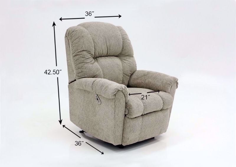 Tan Ruben Power Recliner by Franklin Showing the Dimensions | Home Furniture Plus Mattress
