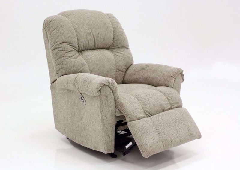 Tan Ruben Power Recliner by Franklin at an Angle With the Chaise Open | Home Furniture Plus Mattress