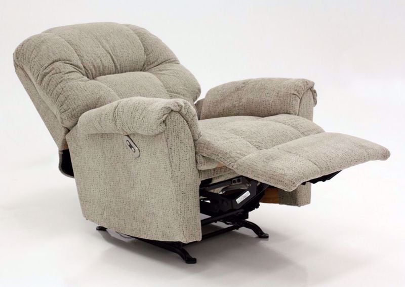 Tan Ruben Power Recliner by Franklin at an Angle in a Fully Reclined Position | Home Furniture Plus Mattress