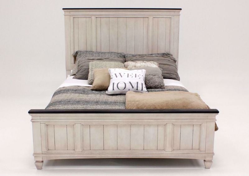 Off White Sawyer Queen Size Bed by Crownmark Facing Front | Home Furniture Plus Mattress
