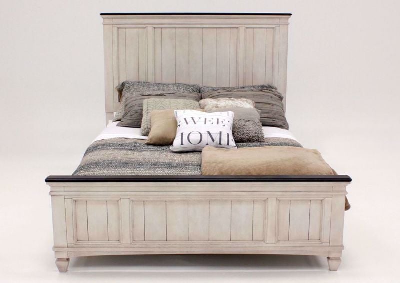 Off White Sawyer King Size Bed by Crownmark  Showing the Front View | Home Furniture Plus Mattress