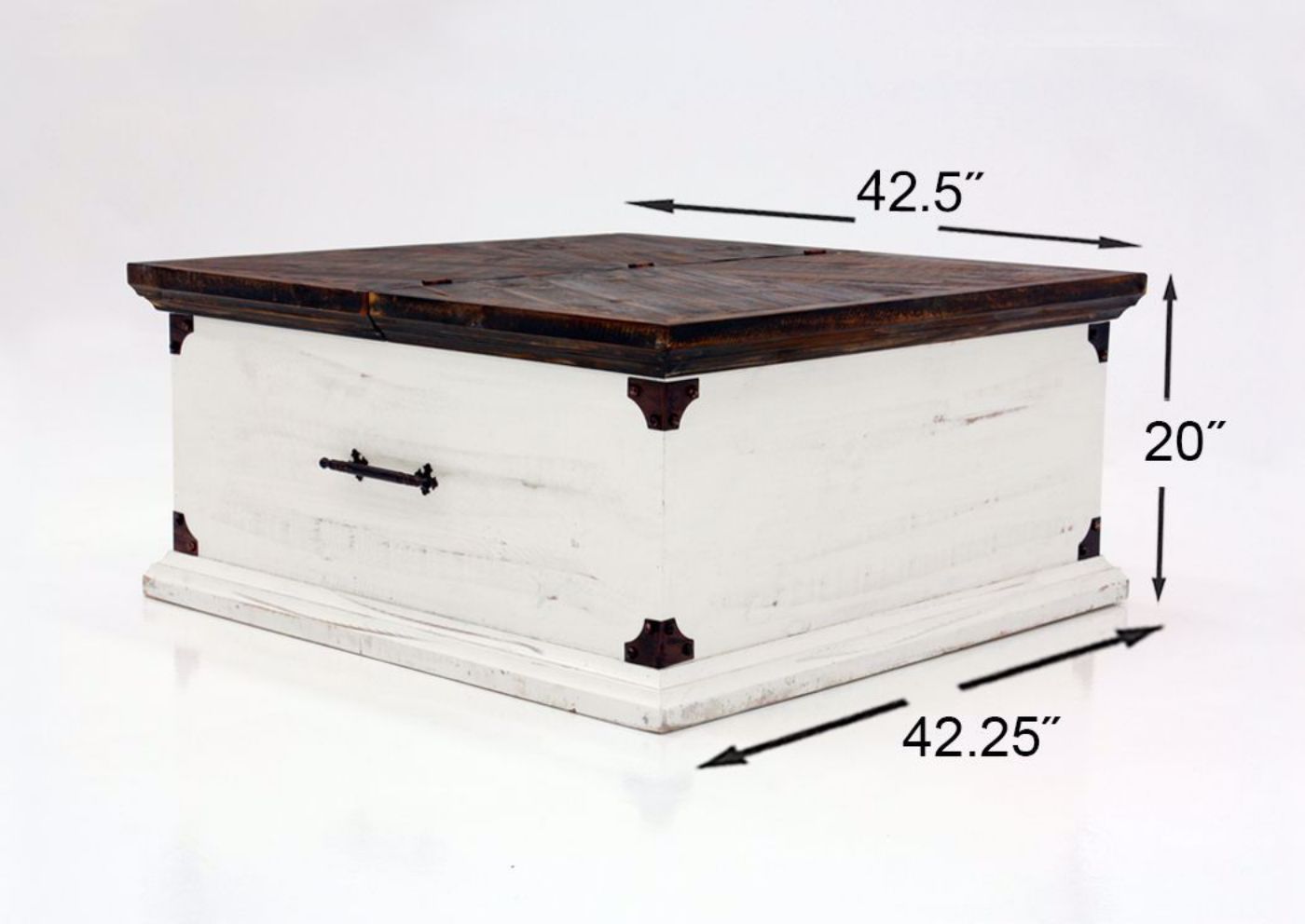 Brown and White Carson Storage Coffee Table By Vintage Furniture Dimensions | Home Furniture Plus Mattress