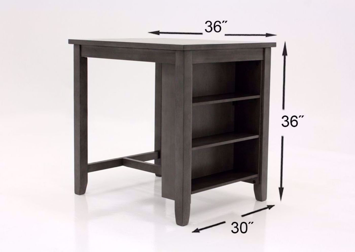 Antique Gray Caitbrook 3 Piece Coutner Height Table Set by Ashley Furniture Showing the Table Dimensions | Home Furniture Plus Bedding