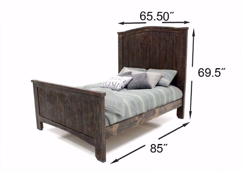 Rustic Brown Canyon Queen Bed by Vintage Furniture Showing the Dimensions | Home Furniture Plus Mattress