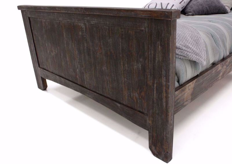 Rustic Brown Canyon Queen Bed by Vintage Furniture Showing the Footboard Detail | Home Furniture Plus Mattress