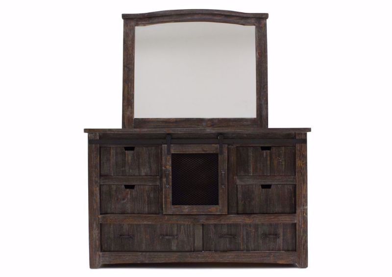 Rustic Brown Canyon Dresser with Mirror by Vintage Furniture Facing Front | Home Furniture Plus Mattress