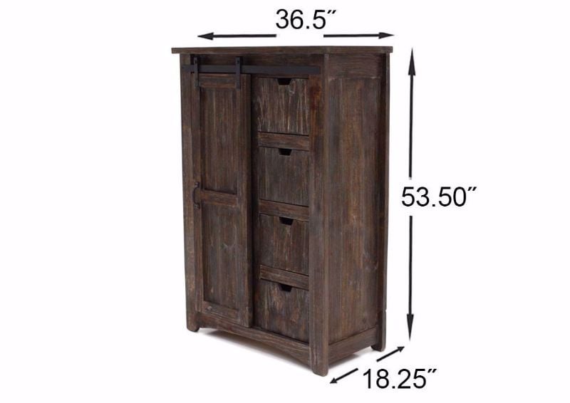 Rustic Brown Canyon Chest of Drawers by Vintage Furniture Showing the Dimensions | Home Furniture Plus Mattress