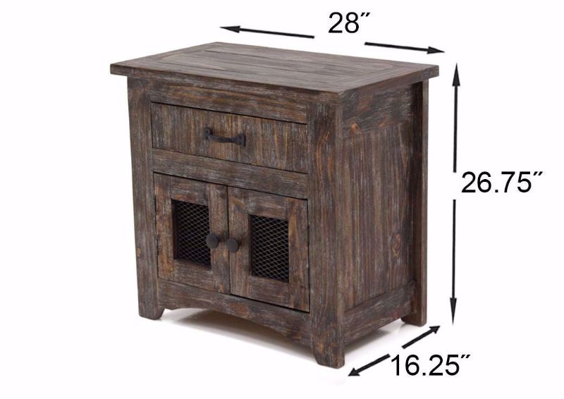Rustic Brown Canyon Nightstand by Vintage Furniture Showing the Dimensions | Home Furniture Plus Mattress