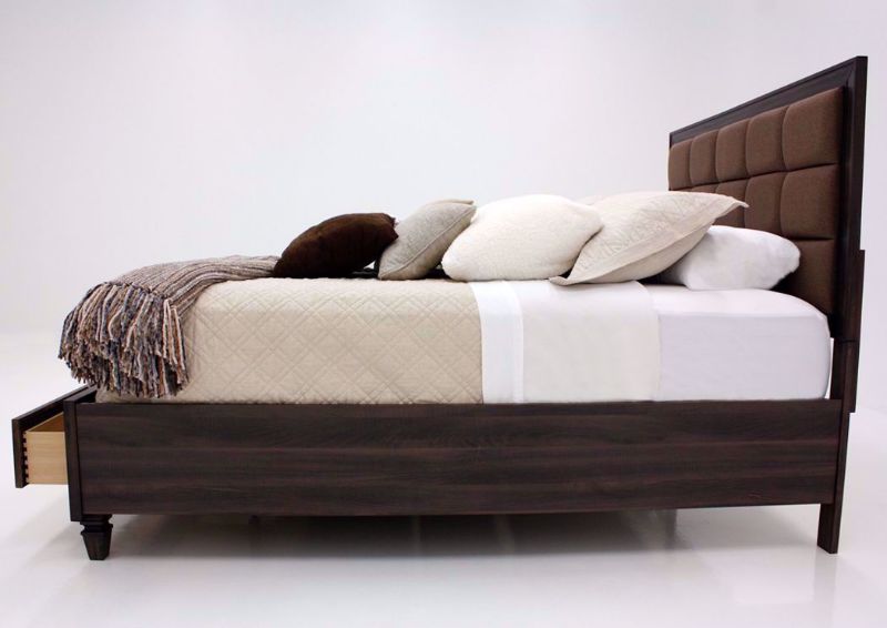Dark Brown Gemini Queen Size by Intercon Showing the Side View With the Drawers Open | Home Furniture Plus Bedding