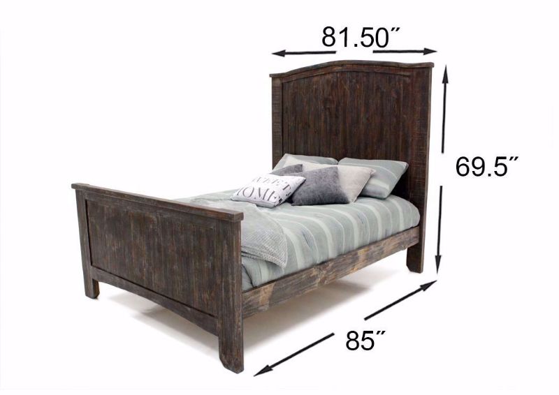 Rustic Brown Canyon King Bed by Vintage Furniture Showing the Dimensions | Home Furniture Plus Mattress