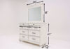 Distressed White Kanwyn Upholstered Bedroom Set by Ashley Showing the Dresser with Mirror Dimensions | Home Furniture Plus Mattress