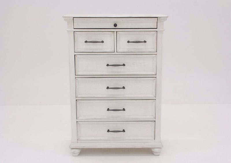 Distressed White Kanwyn Chest of Drawers by Ashley Facing Front | Home Furniture Plus Mattress