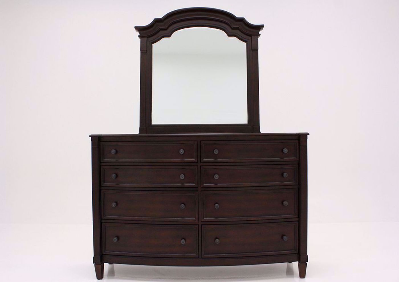 Brown Mallory Dresser with Mirror by Standard Facing Front | Home Furniture Plus Mattress