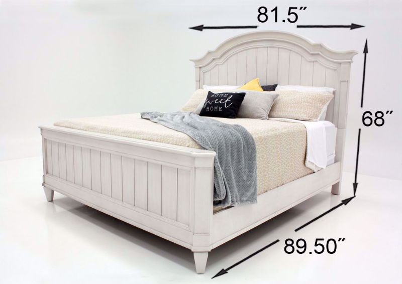 White Mallory King Size Bed by Standard Showing the Dimensions | Home Furniture Plus Mattress
