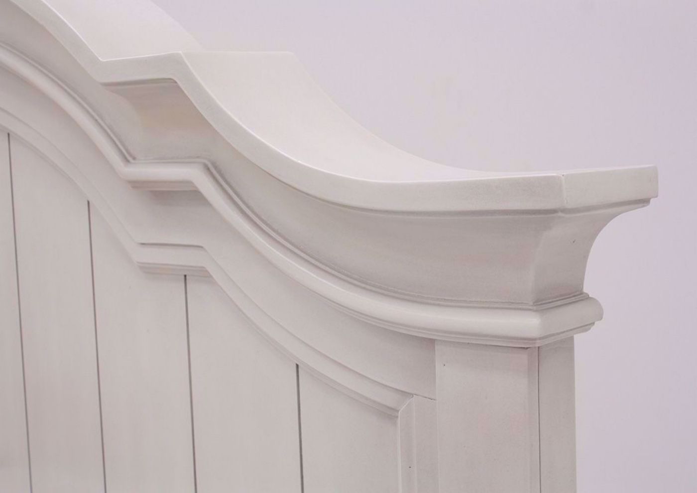 White Mallory King Size Bed by Standard Showing the Headboard Carved Details | Home Furniture Plus Mattress