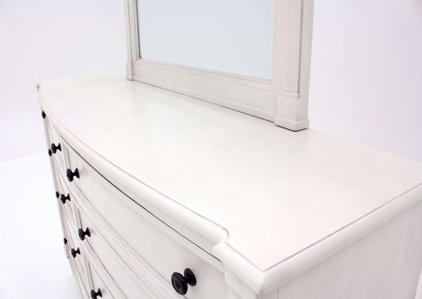 White Mallory Dresser with Mirror by Standard Showing the Dresser Top Detail | Home Furniture Plus Mattress