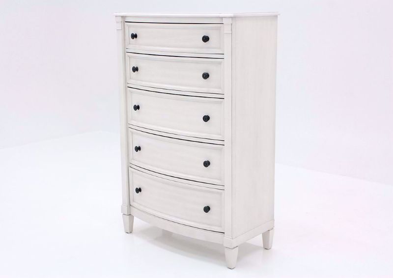 White Mallory Chest of Drawers by Standard at an Angle | Home Furniture Plus Mattress