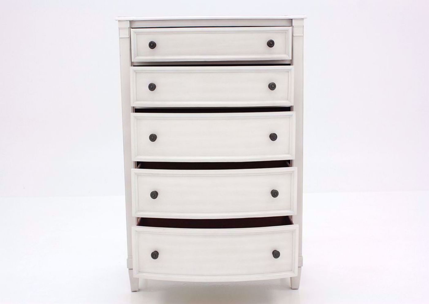 White Mallory Chest of Drawers by Standard Facing Front With the Drawers Open | Home Furniture Plus Mattress