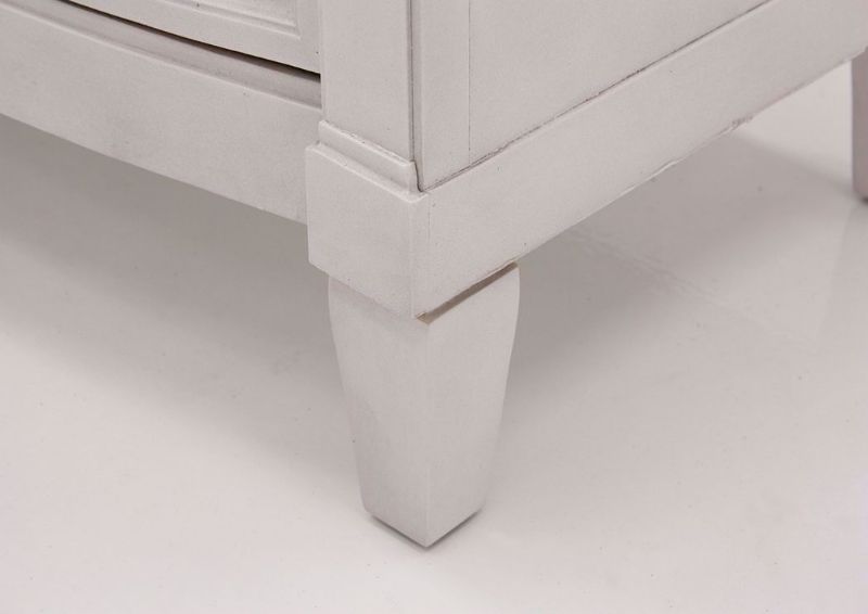 White Mallory Chest of Drawers by Standard Showing the Foot Detail | Home Furniture Plus Mattress