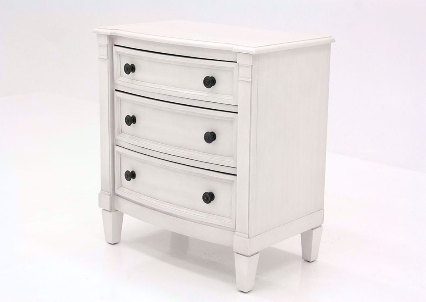 White Mallory Nightstand by Standard at an Angle | Home Furniture Plus Mattress