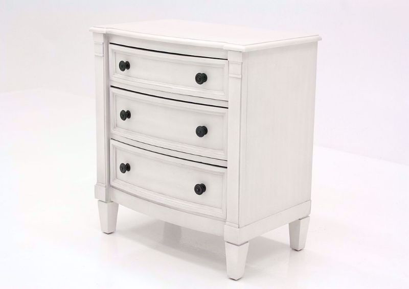 White Mallory Nightstand by Standard at an Angle | Home Furniture Plus Mattress