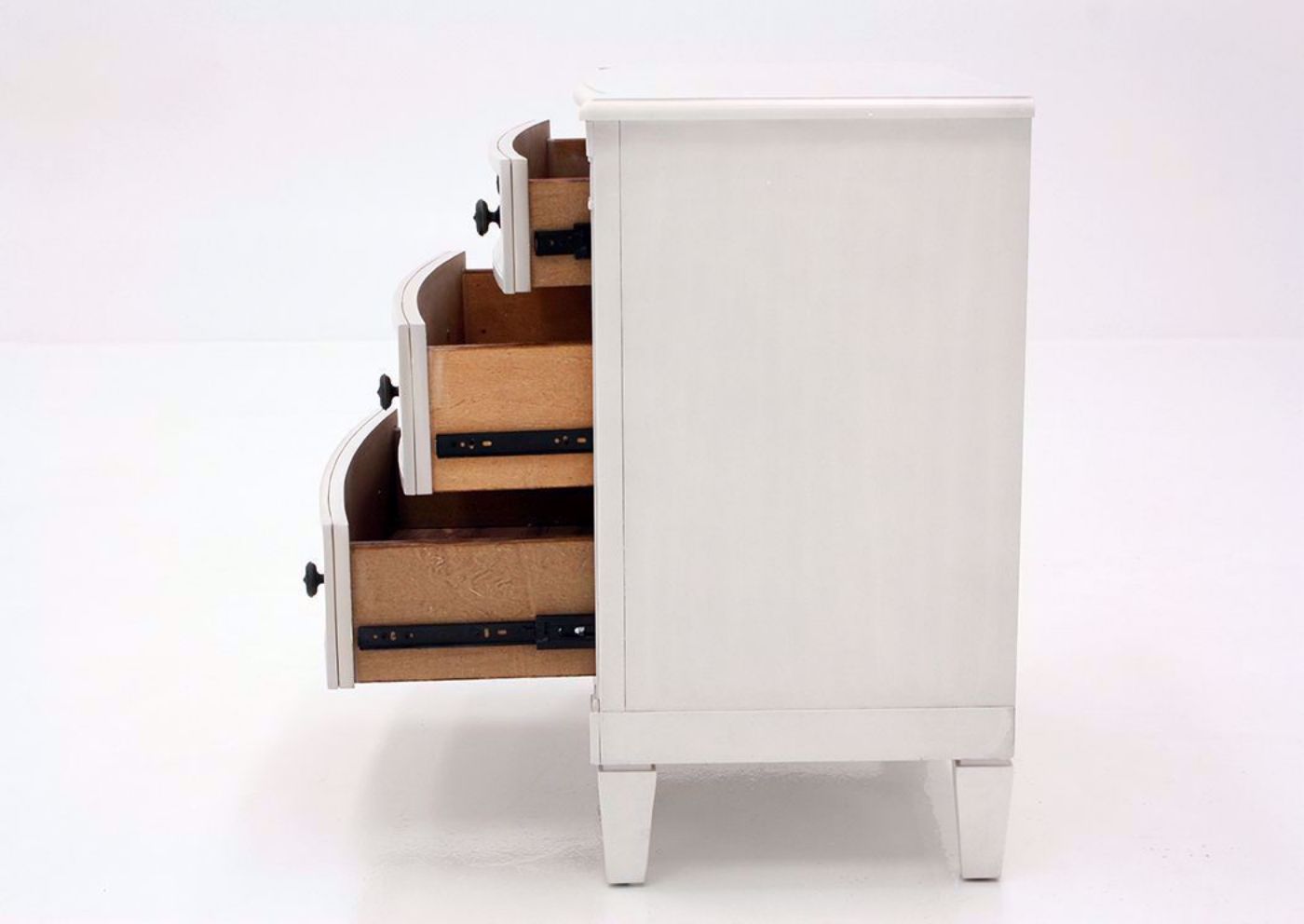White Mallory Nightstand by Standard Showing the Side View | Home Furniture Plus Mattress