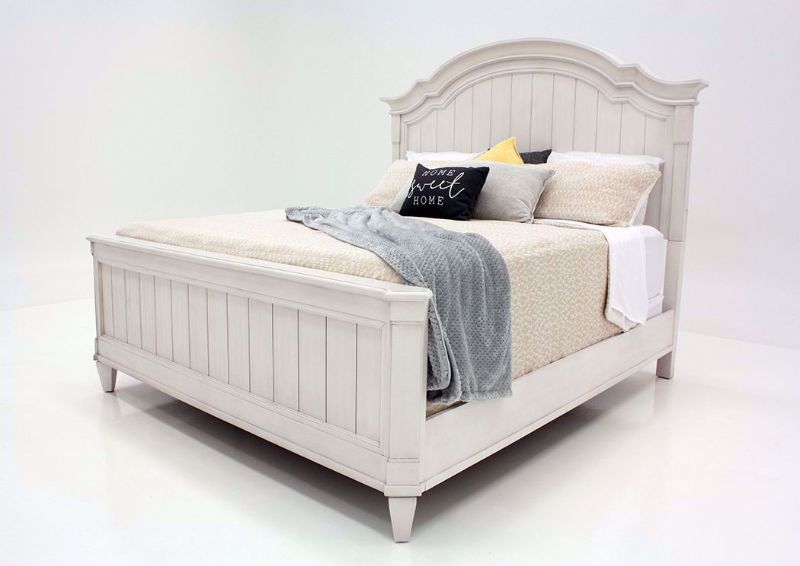White Mallory King Size Bed by Standard at an Angle | Home Furniture Plus Mattress