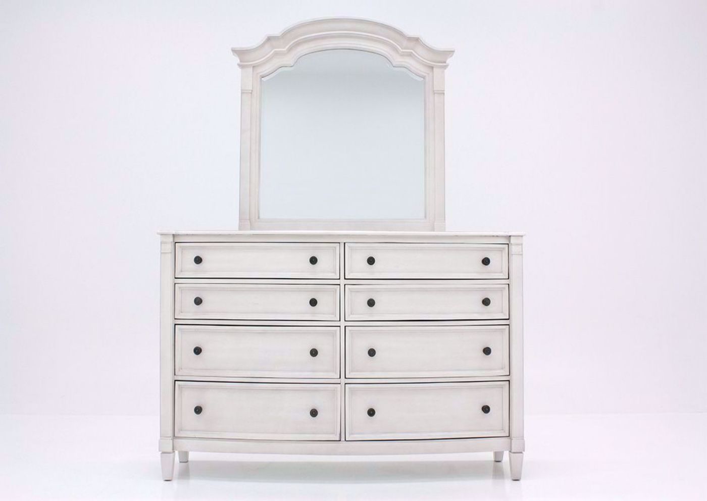 White Mallory Dresser with Mirror by Standard Facing Front | Home Furniture Plus Mattress