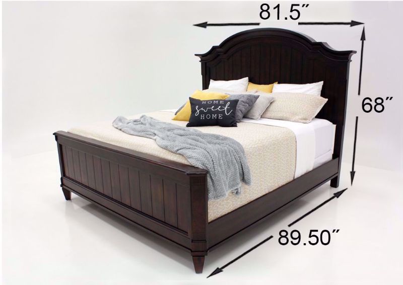Brown Mallory King Size Bed by Standard Showing the Dimensions | Home Furniture Plus Mattress