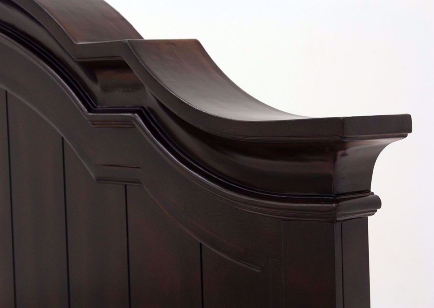 Brown Mallory King Size Bed by Standard Showing the Headboard Carved Details | Home Furniture Plus Mattress