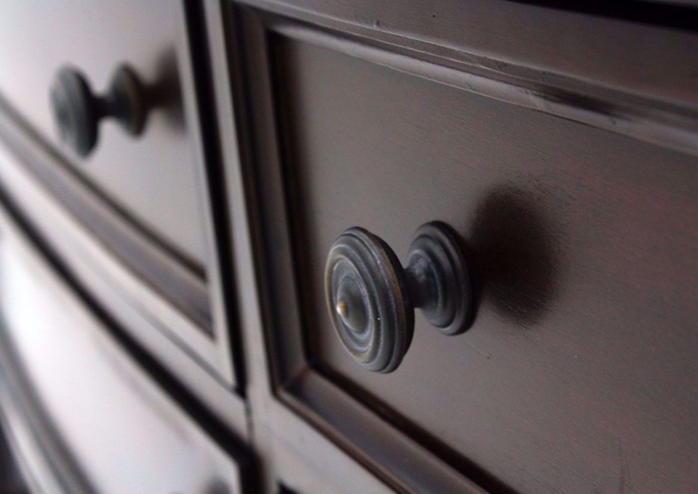 Brown Mallory Dresser with Mirror by Standard Showing the Drawer Knob Detail | Home Furniture Plus Mattress
