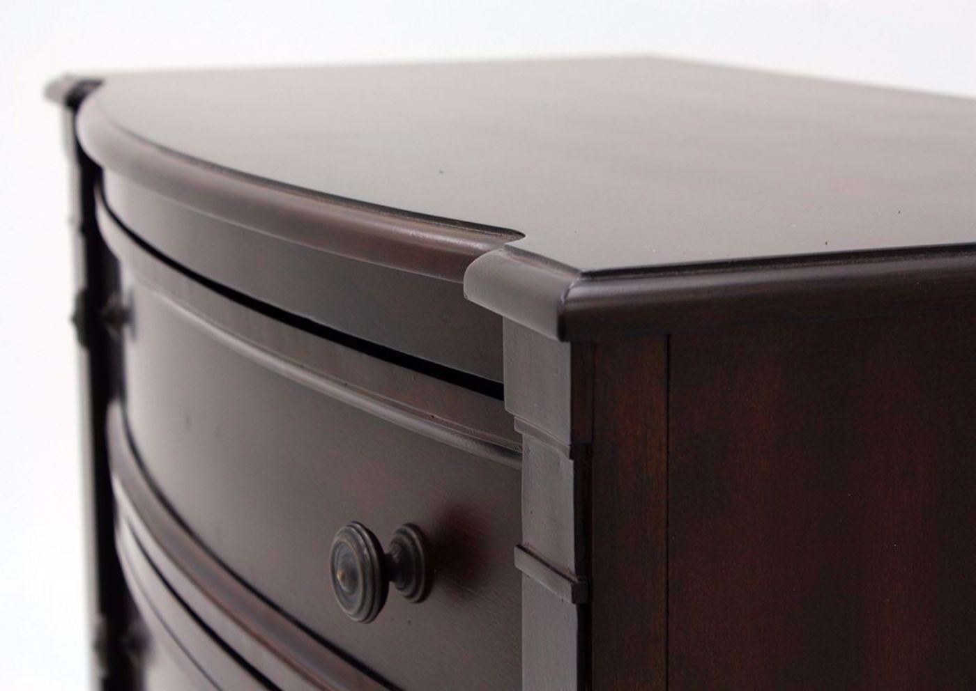 Brown Mallory Chest of Drawers by Standard Showing the Top and Drawer Knob Detail | Home Furniture Plus Mattress