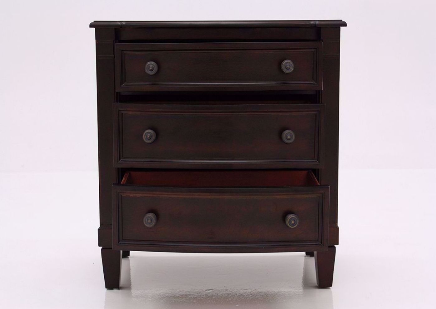 Brown Mallory Nightstand by Standard Facing Front With the Drawers Open | Home Furniture Plus Mattress