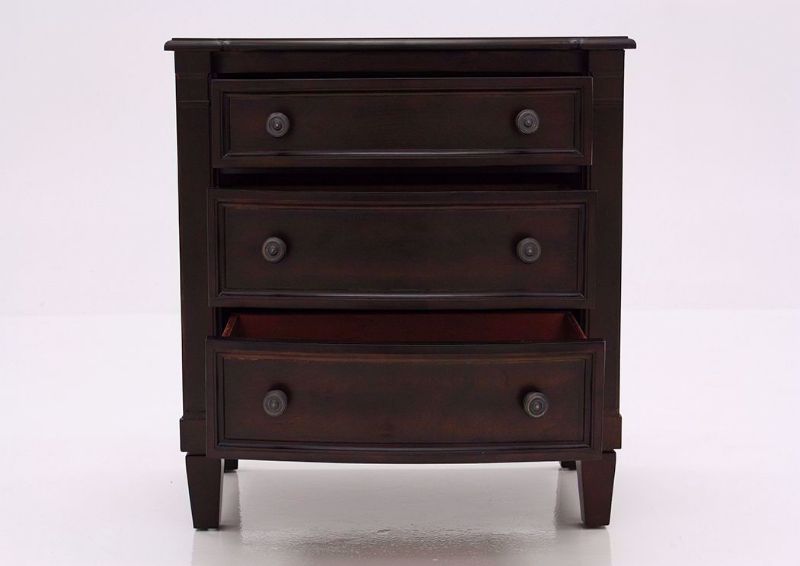 Brown Mallory Nightstand by Standard Facing Front With the Drawers Open | Home Furniture Plus Mattress